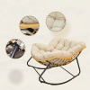 Outdoor Rocking Chair, Patio Egg Rocking Chair, Indoor Papasan Chair, Rattan Wicker Lounge Chair, Modern Royal Chair for Bedroom, Living Room, Porch