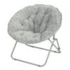 Mainstays Saucer Chair For Kids And Teens Silver Plush Foldable Comfortable Seating