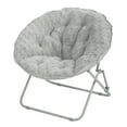 Mainstays Saucer Chair For Kids And Teens Silver Plush Foldable Comfortable Seating