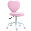 HOMCOM Love Shape Swivel Leisure Chair on Wheels Upholstery Home Office Computer Chair Linen Fabric Vanity Seat for Girls Women