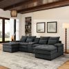 130" U-shaped Sofa with Console,Cupholders,6-seat Upholstered primary living space Furniture,Sleeper Couch Set with Chaise for Living Room,Apartment
