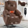 Up to 350 LBS Chenille Power Lift Recliner Chair, Heavy Duty Motion Mechanism with 8-Point Vibration Massage and Lumbar Heating, USB and Type-C Ports