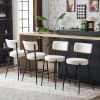 Set of 2 modern teddy fabric upholstered bar stools - Metal base high stool - Suitable for kitchen