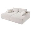 Oversized Double Chaise Lounge 82.7 in Corduroy Sectional Loveseat Sofa Beige