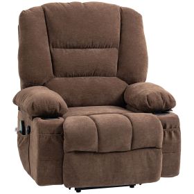 HOMCOM Power Lift Chair, Electric Recliner Chair with Vibration Massage, Heat, Side Pockets, Quick Assembly, Brown