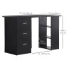47 Inches Home Office Desk with 3-Tier Storage Shelves, Computer Desk with Drawers, Study Writing Table, Black