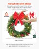 VEVOR Christmas Wreath, 24 Inches Pre-Lit Artificial Christmas Wreath with 50 LED Lights and Timer, Decorated with Pine Cones, Red Berry Clusters