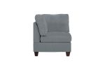 Living Room Furniture Corner Wedge Grey Linen Like Fabric 1pc Cushion Wedge Sofa Wooden Legs
