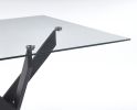 Dining Table with cross metal leg and tempered glass,Modern Space Saving Kitchen Table for Living Room,black legsSquare table,90x90x75cm