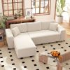 HOMCOM Corner Sofa with Reversible Chaise Lounge, Corduroy L-Shaped Sectional Sofa with Pocket Spring, Cream White