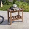 Outsunny 2-Tier Shower Bench, HDPE Weather Resistant Outdoor Side Table with Non-Slip Pads, Handles for Patio, Pool, Brown