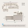 HOMCOM Corner Sofa with Reversible Chaise Lounge, Corduroy L-Shaped Sectional Sofa with Pocket Spring, Cream White
