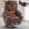 Up to 350 LBS Chenille Power Lift Recliner Chair, Heavy Duty Motion Mechanism with 8-Point Vibration Massage and Lumbar Heating, USB and Type-C Ports