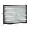 HOMCOM Display Cabinet 5-Tier Black White Glass Case with 2 Doors Adjustable Shelves Wall-Mounted