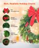 VEVOR Christmas Wreath, 24 Inches Pre-Lit Artificial Christmas Wreath with 50 LED Lights and Timer, Decorated with Pine Cones, Red Berry Clusters