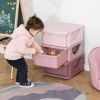 Qaba Pink 3 Tier Storage Dresser, Kids Toy Organizer and Chest, Efficient for Bedroom, Nursery, and Living Room