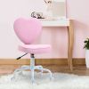 HOMCOM Love Shape Swivel Leisure Chair on Wheels Upholstery Home Office Computer Chair Linen Fabric Vanity Seat for Girls Women
