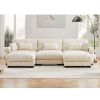 U Shape Modular Sectional Sofa Couch with Two Movable Ottomans, Modern 3 Seat Corner Sofa With Waist Pillows, Throw Pillows and Blostered Armrests