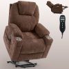 Up to 350 LBS Chenille Power Lift Recliner Chair, Heavy Duty Motion Mechanism with 8-Point Vibration Massage and Lumbar Heating, USB and Type-C Ports