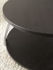 Elegant Table Collection - Soft Round Shapes, Silvershield Laminate Tops - Black Nickel Base, Aggressive Profile - Cocktail Table with Casters