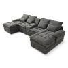 130" U-shaped Sofa with Console,Cupholders,6-seat Upholstered primary living space Furniture,Sleeper Couch Set with Chaise for Living Room,Apartment