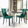 Velvet dining chair set of 2 button tufted backrest with loop pull design, modern style for kitchen dining room or living room seating