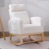 Modern Accent Rocking Chair Rocking Chair with Solid Wood Legs, Upholstered Nursery Glider Rocker, Comfy Armchair with Side Pocket
