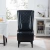 23.03" Wide Faux Leather High-Back Accent Chair, Comfy High Wingback Chair, Living Room Chair with Soft Padded & Wooden Legs
