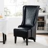 23.03" Wide Faux Leather High-Back Accent Chair, Comfy High Wingback Chair, Living Room Chair with Soft Padded & Wooden Legs