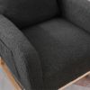 Modern Accent Rocking Chair Rocking Chair with Solid Wood Legs, Upholstered Nursery Glider Rocker, Comfy Armchair with Side Pocket